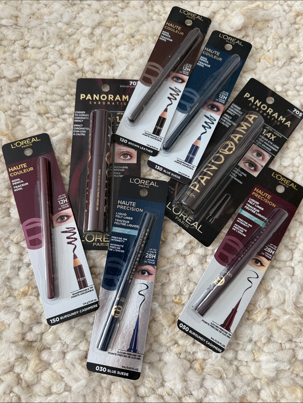 L'Oreal Liquid Eyeliner & Eye Pencil Lot - Burgundy & Blue Shades